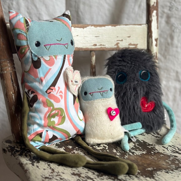 MONSTER DOLLS Big & Little - The Wrestler and The Needle Handmade EUC - Picture 2 of 5